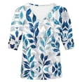 thumbnail image 6 of Mifsaly Cotton Shirts for Women V Neck Short Sleeve Summer Tops Floral Print Elegant Business Blouses Loose Casual Vacation Office Work Tshirts 2026 Trendy Outfits, 6 of 6