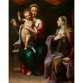 thumbnail image 2 of Anonymous 20x24 Gold Ornate Framed and Double Matted Museum Art Print Titled - The Virgin and Child with Saint Anne, 2 of 4