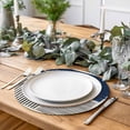 thumbnail image 2 of Navy Blue Striped Round 15 Inch Placemats Set of 8, Farmhouse Stripes Modern Abstract Art HeatResistant Non Slip Place Mats for Dining Table, Wipeable Braided Kitchen Table Mats for Housewarming, 2 of 9