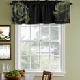 thumbnail image 3 of Sage Green Rose Curtain Valances for Windows, Kitchen Valance Window Treatments Panel 2 Pack, Vintage Abstract Garden Flower Floral Black Rod Pocket Short Curtains for Bathroom Bedroom 42 x 18 Inch, 3 of 8