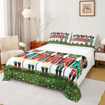 Manfei Funny Nutcracker Bed Sheets 4 Pieces for Kids, Merry Xmas King Sheets, New Year Gifts Sheet Set for Boys Girls, Lightweight Room Decor