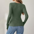 thumbnail image 4 of Tops for Women Plus Size Long Sleeved V-neck Button Knit Solid Color Sweater Green,Sweater for Women, 4 of 6