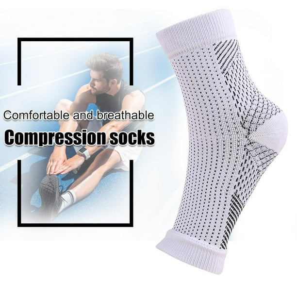Calcetines de compresión para el pie con manga deportiva para el tobillo para mujeres y hombres (blanco S/M)