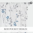 thumbnail image 2 of Floral Linen Semi Sheer Curtains 108 Inches Long 2 Panels for Living Room Bedroom Blue Grey Farmhouse Flower Patterned Light Filtering Textured Rod Pocket Window Treatments Drapes, 50x108, 2 of 9