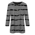 thumbnail image 4 of WTXUE T-Shirts 3/4 Sleeve, Crew Neck Shirts for Women's Button up 3/4 Length Sleeve T Shirt Top Striped Casual Tops for Women Gray/Striped XXL, 4 of 4