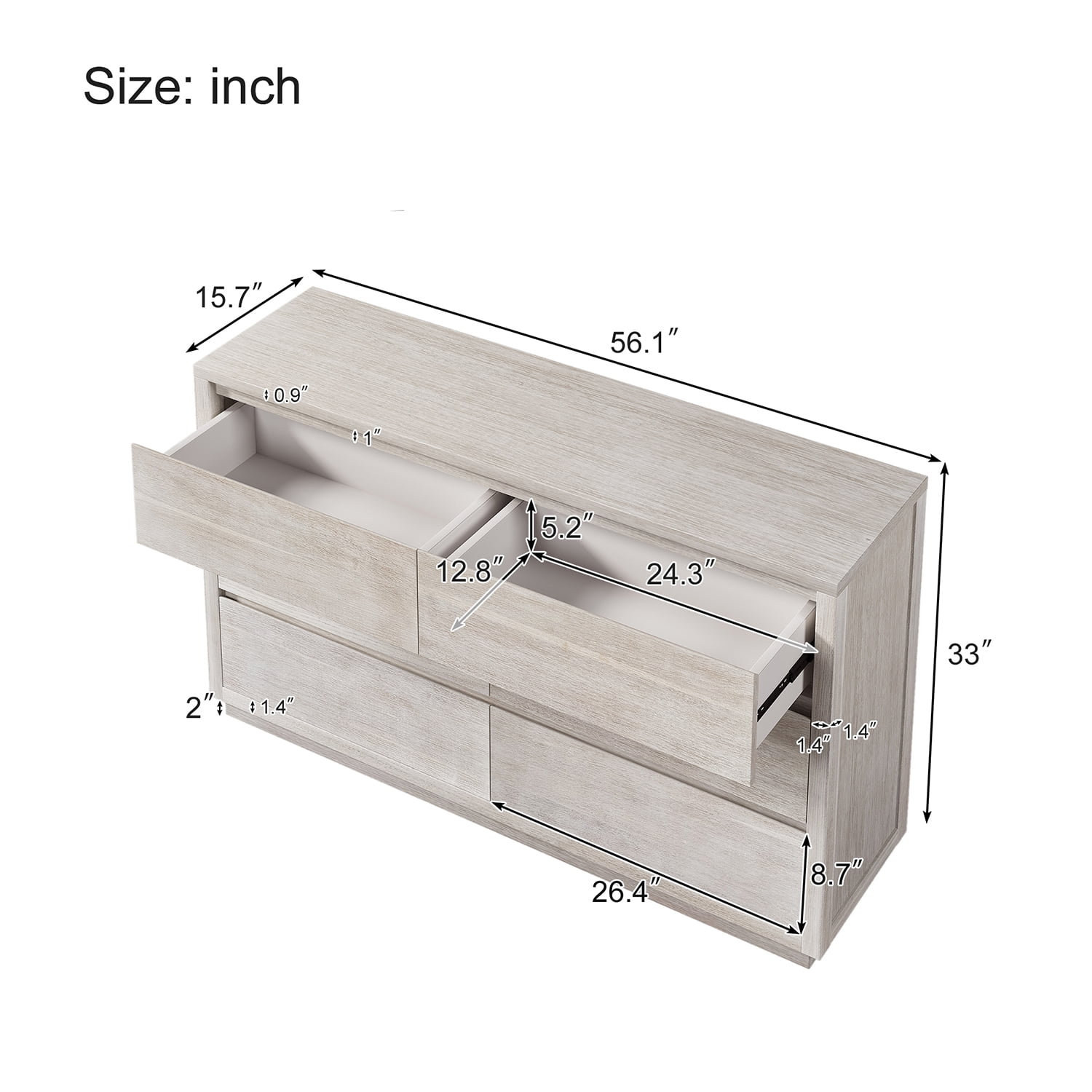 Kadyn 6-Drawer Dresser, Modern Farmhouse Dresser with Drawer, Soild Wood Double Dresser for Bedroom, Stone Gray Kadyn 6-Drawer Dresser, Modern Farmhouse Dresser with Drawer, Soild Wood Double Dresser for Bedroom, Stone Gray