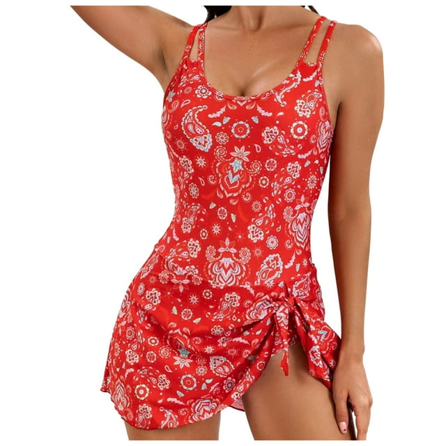 PMVFHDE Maillots de Bain pour Femmes 2026 Robe de Bain à Jupe Imprimée à Nœud pour l'Été Plage