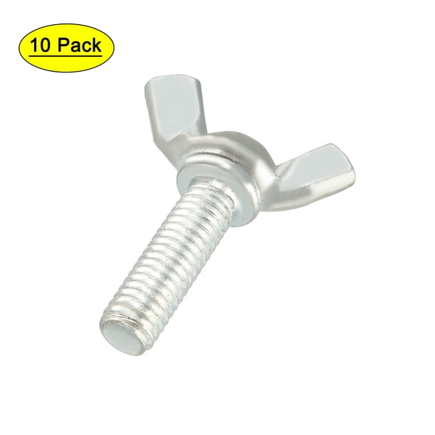Tornillo mariposa con ala Uxcell M6x20mm galvanizado de acero al carbono, paquete de 10