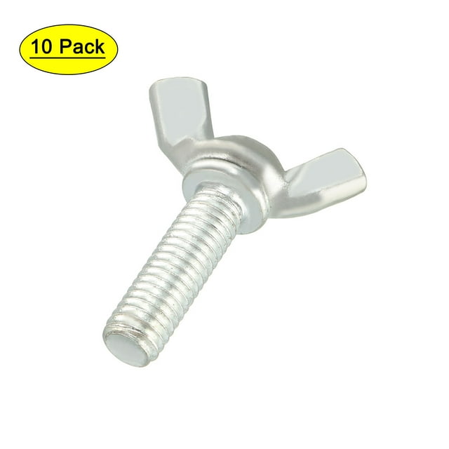 Tornillo mariposa con ala Uxcell M6x20mm galvanizado de acero al carbono, paquete de 10