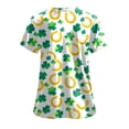 thumbnail image 5 of GEWSEY St. Patricks Day Scrub Tops for Women Irish Shamrock Holiday Shirts V Neck Short Sleeve Nursing Uniform with Pockets (White, S), 5 of 8
