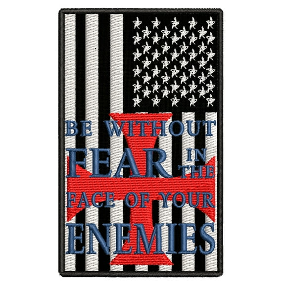 Be Without Fear Black and White US Flag Embroidered DIY Iron on or Sew-on Decorative Patch Badge Emblem Appliques 2A Military Tactical Series