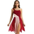 thumbnail image 3 of RUNQHUI Robe Justaucorps Sans Manches en Mesh à Blocs de Couleur pour Femmes, Bourgogne TG, 3 of 5