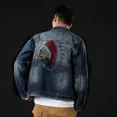thumbnail image 4 of Chaqueta vaquera vintage con agujeros y rotos para hombre, abrigo vaquero holgado con botones y marca de moda de tela con estética Joker para hombre, 4 of 5