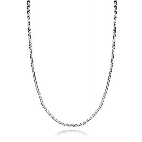 Italian 925 Sterling Silver 3mm Spiga Wheat Diamond Cut Chain Necklace - 16, 18, 24, 30 Inches (30)