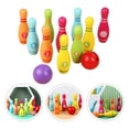 thumbnail image 2 of Kit de juegos de bolos para niños, juguetes de bolos de madera para interiores y exteriores, 2 of 5