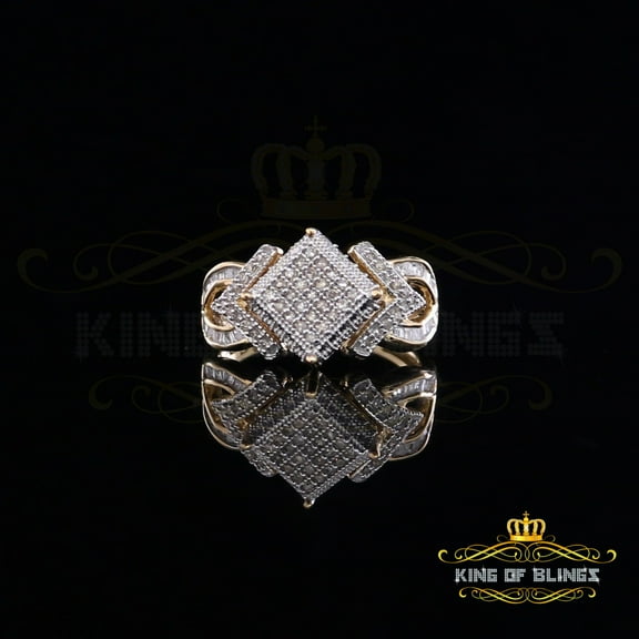 King of Bling's Yellow 925 Sterling Silver 0.50 CT Real Diamond Luxury Womens Square Ring Size 7