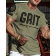 thumbnail image 2 of Gymish Grit Workout T-Shirt for Men, Funny Gym Shirt, Lifting Tee, Deadlift Shirt, Military Green with Sleeve Logo, XX-Large, 2 of 6
