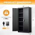 thumbnail image 3 of INTERGREAT Metal Storage Cabinets 72” Black Garage Steel Storage Cabinet with Doors and Shelves, Metal Tool Cabinet, Steel File Cabinet for Home Office, Basement, Warehouse, Classroom（Anti Tipping）, 3 of 9