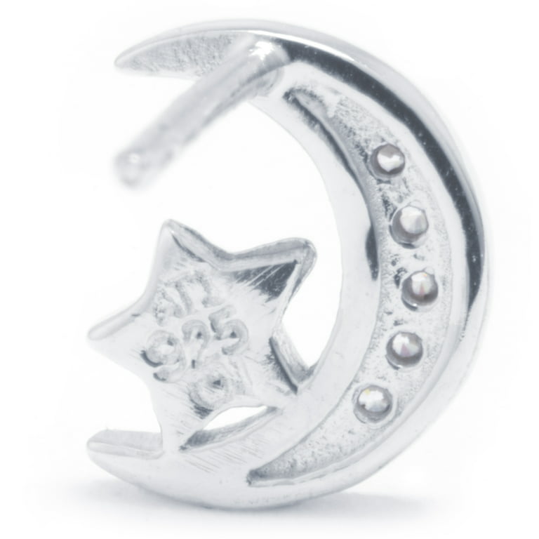 Marisol & Poppy CZ Moon and Star Studs in Sterling Silver for Women, Unisex