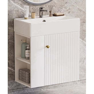 Merax 30 Bathroom Vanity W, Gray Combo Stand Storage Cabinet Set with Square White