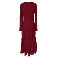 thumbnail image 4 of longantii Maxi Dresses for Women Long Sleeve Square Neck Cowgirl Dresses Trendy Elegant Side Slit Flowy Retro Western Style Cowgirl Long Dresses Wine M, 4 of 5