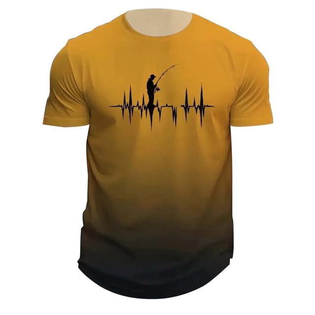 LUOGENLI T-shirts pour Homme pour Hommes T-Shirt Dégradé 3D à Manches Courtes Col Rond T-Shirt Vintage T-shirts pour Homme T-Shirt Graphique Pâques 4TG T-shirts pour Hommes T-shirts Graphiques Saint-Valentin Jaune G