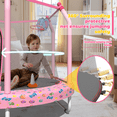 thumbnail image 4 of HomePerch 55-Inch Kids Trampoline with Basketball Hoop, Small Toddler Trampoline for Indoor & Outdoor Use, Safe Mini Jumping Trampoline for Toddlers, Pink, 4 of 9