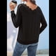 thumbnail image 4 of Camisetas con Cuello en V para Mujer, Blusas Bonitas de Encaje de Larga, Blusas Casuales Elegantes para Otoño e Invierno, Camisetas Modernas. Negro M, 4 of 10