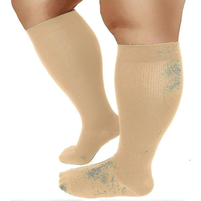 1 Pair Plus Size Compression Socks For Women Men, 20-30 Mmhg Extra Wide Calf Knee High Stockings