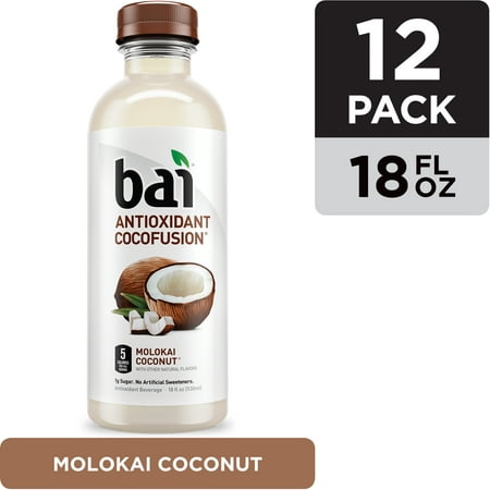 Bai Coconut Flavored Water, Molokai Coconut, Antioxidant Infused Drinks, 18 Fluid Ounce Bottles, 12 (The Best Coconut Water To Drink)
