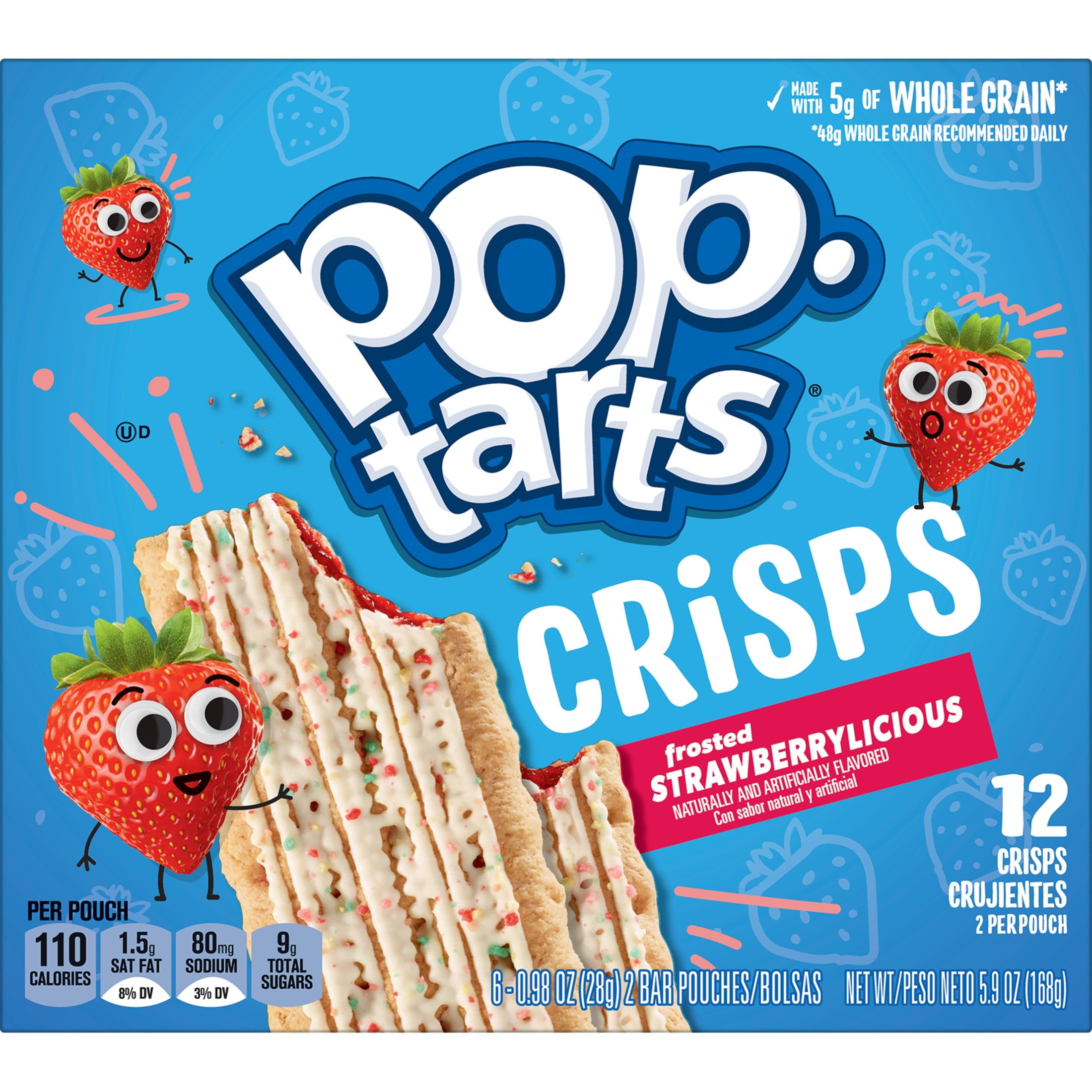 Pop-Tarts Frosted Strawberrylicious Baked Crisps, Made with Whole Grain, Shelf-Stable, 5.9 oz (12 Count)