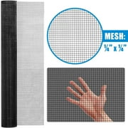 Fencer Wire Vinyl Coated 23 Gauge Welded Fence Wire Roll, Mesh Size 1/4-Inch x 1/4-Inch, Black Garden Fencing Wire Grid Hardware Cloth, Poultry Chicken Fence Rolls, Multiple Use for Home Improvement