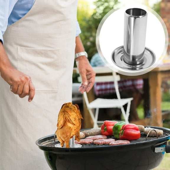 WRITWAA Stainless Steel Chicken Roaster Silver Beer Can Holder for Home Use