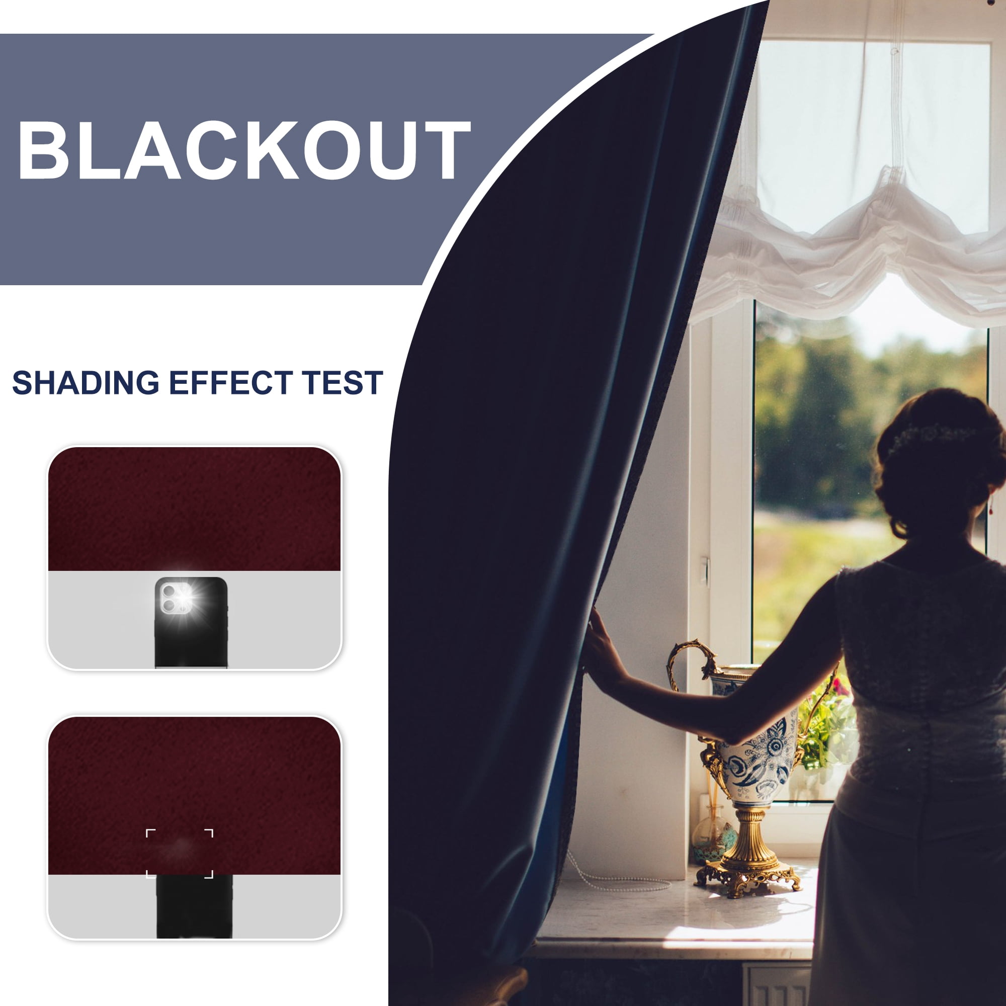 JIUZHEN Blackout Curtains for Bedroom & Living Room - Thermal Insulated Noise Reducing with Tie Backs, Room Darkening Rod Pocket Window Curtains, Set of 2 Panels, 42 x 84 Inch Length, Burgundy