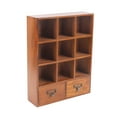 thumbnail image 4 of Shangmakel Wooden Shadow Box Shelf, 9 Grid Two Drawers Table Top Display Organizer, Vintage Wooden Cabinet for Home, Office Decor, 4 of 11
