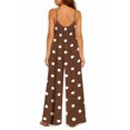 thumbnail image 3 of Women'S Brown Polka Dots Jumpsuits Sleeveless Spaghetti Strap Loose Baggy Wide Leg Overalls Romper, 3 of 6
