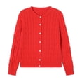 thumbnail image 4 of YDFCWXW Long Sleeve Lightweight Cardigan Sweater for Women Button Up Soft Knit Casual Cropped Sweater Bolero Shrug 2025 Fall Red, M, 4 of 4