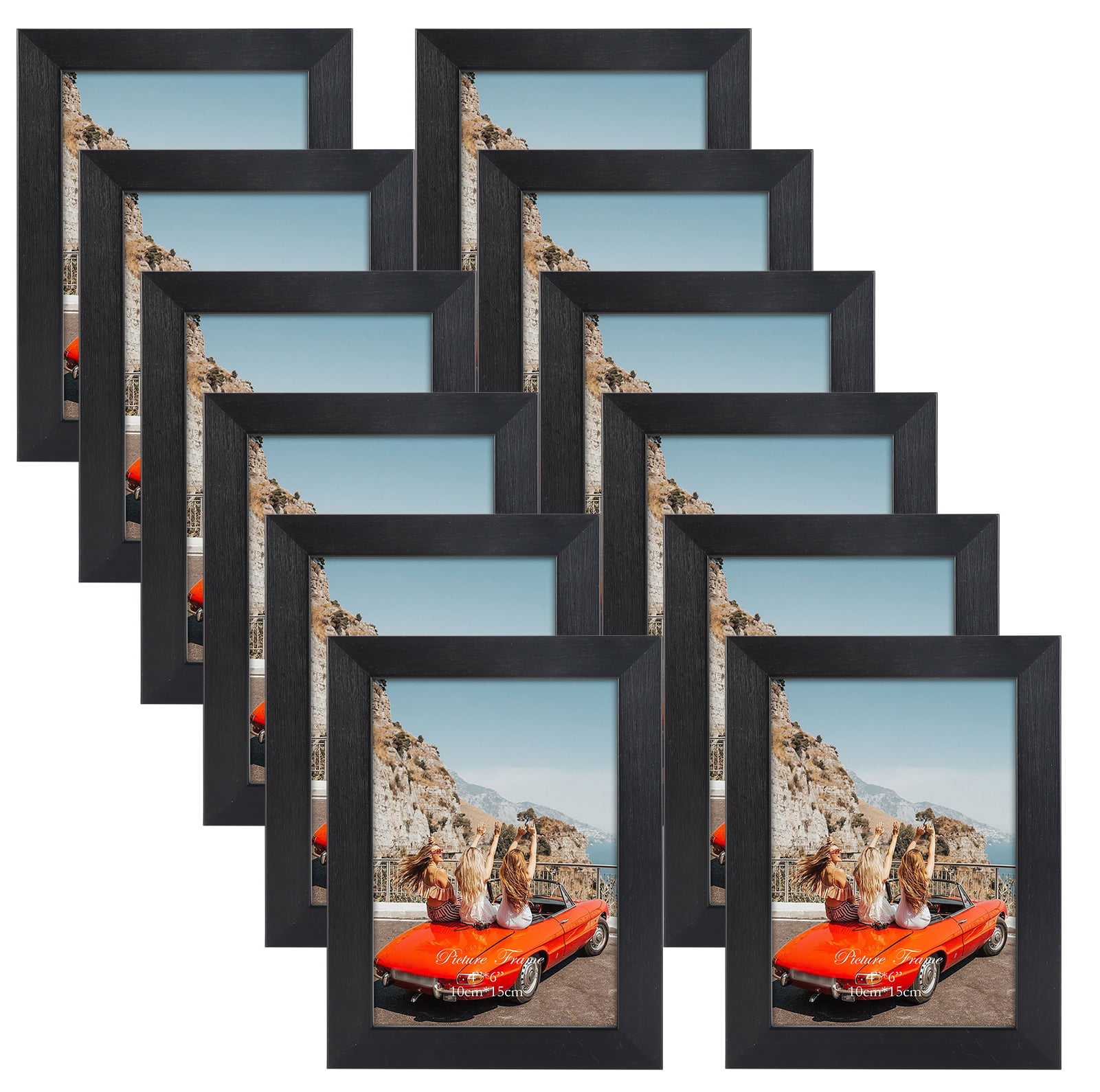DDaoty Black 4x6 Picture Frame Rustic Solid Wood 2 Pcs High Definition Real  Glass, 4x6 Frames Tabletop or Wall Display