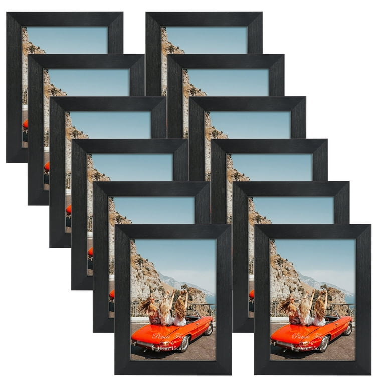 12 Pack 4x6 Picture Frame Black Rustic Photo Frames Bulk for Wall or  Tabletop Display 