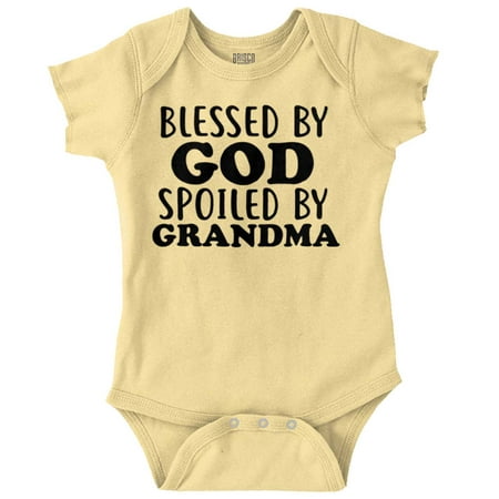 

Blessed By God Spoiled By Grandma Romper Boys or Girls Infant Baby Brisco Brands 12M