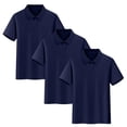 thumbnail image 3 of Scyoekwg 3 Pack Boys Short Sleeve Shirt Cotton Solid Color Casual School Uniform Tee Loose Fit Breathable Sports Top (Navy,14 Years), 3 of 8