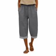 thumbnail image 5 of YOZGXEG Wide Leg Pants Women Women Summer Wide Leg Linen Pants Elastic Waist High Waisted Casual Beach Trousers Gray S-3Xl, 5 of 7