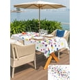 thumbnail image 5 of Outdoor Tablecloth with Umbrella Hole for Patio/Picnic/Party/Camping, Colorful Polka Dot Waterproof Table Cloth Rectangle Table Cover Washable, Cartoon Cute Abstract Graffiti (60"x 102"), 5 of 8