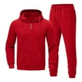 thumbnail image 3 of Txeol Men's Hooded Tracksuit Sets 2 Pieces Zip Up Drawstring Jacket and Elasric Waist Jogger Pants Sets Casual Outdoor Sports Jogging Sweatsuits,M,Red, 3 of 7