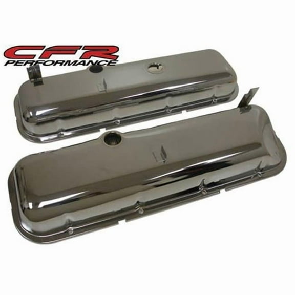CFR  1965-72 Chevy Big Block 396-427-454 Short OEM Style-Recessed Corner Steel Valve Covers - Chrome