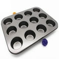 thumbnail image 7 of XDDST 12 Cup Steel Cupcake Baking Pan Non Stick Dishwasher Safe Muffin Pan for Baking 9.84×7.1in, 7 of 7