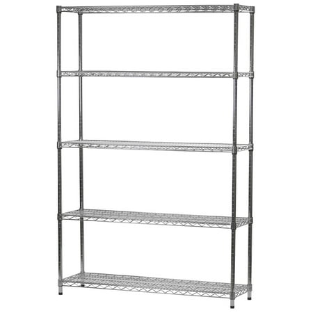 

Chrome Wire Shelving with 5 Shelves - 14 d x 48 w x 84 h (SC144884-5)