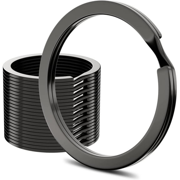 12pcs Metal Flat Key Rings, 1 inch Thick Round Split Keyring for Car Office Home DIY Keychains (Gunmetal)