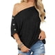 thumbnail image 1 of Camisa informal sin mangas, color liso, camiseta básica para el trabajo y las compras, negra, talla XL, top de verano con hombros descubiertos para mujer, 1 of 6