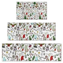 Multicolor Christmas Pattern Kitchen Rugs Sets Of 3,Kitchen Runner Rugs Non Skid Washable,Decorative Kitchen Floor Mats for Kitchen,Sink,Laundry,17"x30"  17"x47"   17"x59"
